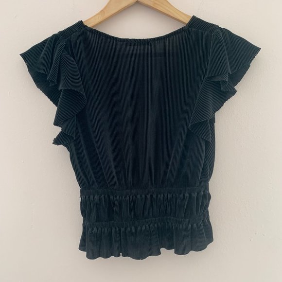 Zara Ruched Flutter Top Size Small - Picture 3 of 5